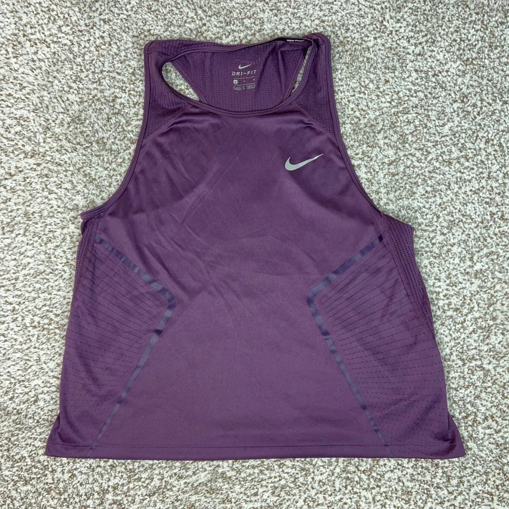 Nike Tank Top Womens Medium Purple Running Activewear Dri-FIT Mesh Racerback
